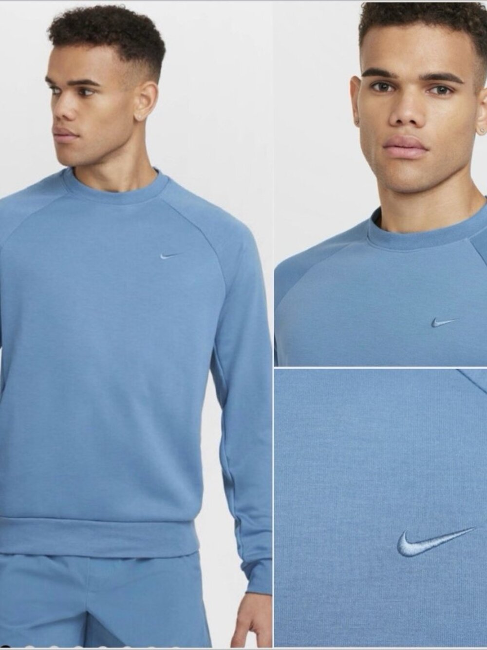 Nike Mens Primary Fleece Dri-FIT UV Performance Crew Neck Blue Large Pockets NWT - Picture 4 of 16